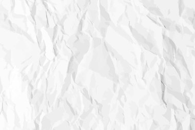 Beyaz, buruşuk kağıt arka plan. Posterler ve afişler için yatay olarak buruşmuş boş kağıt şablonu. Vektör illüstrasyonu