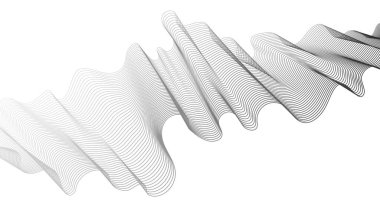 Beyaz zemin üzerinde gri dalga gradyan çizgileri olan soyut arkaplan. Modern teknoloji arka planı, dalga tasarımı. Vektör illüstrasyonu