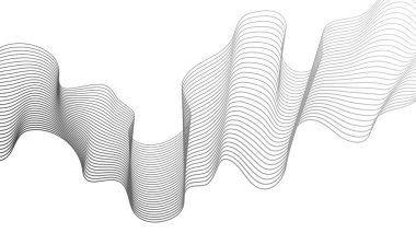Beyaz zemin üzerinde gri dalga gradyan çizgileri olan soyut arkaplan. Modern teknoloji arka planı, dalga tasarımı. Vektör illüstrasyonu