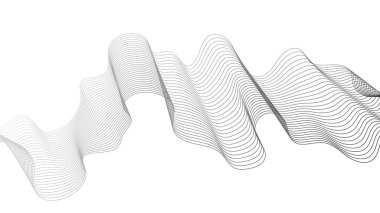 Beyaz zemin üzerinde gri dalga gradyan çizgileri olan soyut arkaplan. Modern teknoloji arka planı, dalga tasarımı. Vektör illüstrasyonu