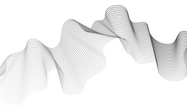 Beyaz zemin üzerinde gri dalga gradyan çizgileri olan soyut arkaplan. Modern teknoloji arka planı, dalga tasarımı. Vektör illüstrasyonu