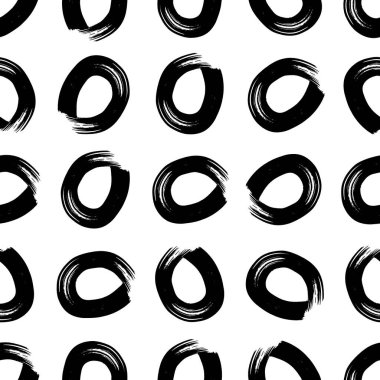 Kusursuz desenli, el çizimi, beyaz zemin üzerine çizilmiş karalama çemberleri. Soyut grunge dokusu. Vektör illüstrasyonu