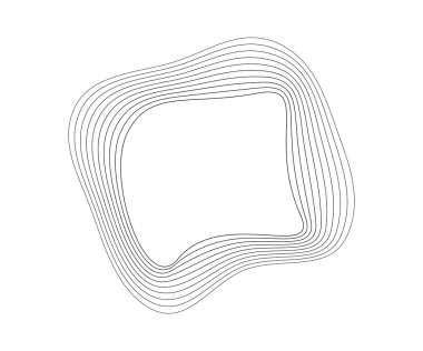 Dinamik dalgalı çizgili yuvarlak kıvrımlı ses dalgaları. Beyaz arka planda siyah dalgalı daireler. Tasarım elemanı. Vektör illüstrasyonu