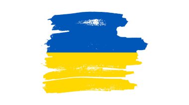 Grunge tarzında Ukrayna ulusal bayrağı. Ukrayna 'nın fırça darbesi bayrağıyla boyanmış. Vektör illüstrasyonu