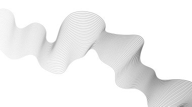 Beyaz zemin üzerinde gri dalga gradyan çizgileri olan soyut arkaplan. Modern teknoloji arka planı, dalga tasarımı. Vektör illüstrasyonu