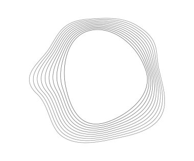 Dinamik dalgalı çizgili yuvarlak kıvrımlı ses dalgaları. Beyaz arka planda siyah dalgalı daireler. Tasarım elemanı. Vektör illüstrasyonu