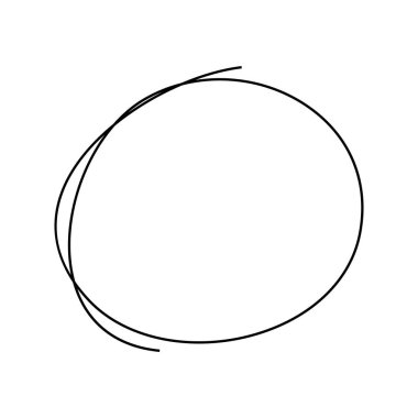 El çizimi karalama çemberi soyut, minimalist tarzda. Dağınık yuvarlak çizgi şekli modern grafik tasarım, markalaşma, sunumlar, sosyal medya iletileri ve yaratıcı çizimler için mükemmeldir. Vektör illüstrasyonu