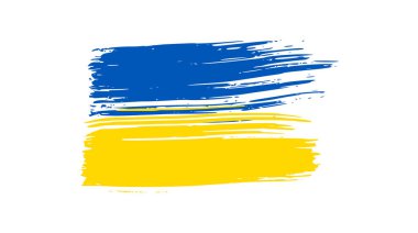 Grunge tarzında Ukrayna ulusal bayrağı. Ukrayna 'nın fırça darbesi bayrağıyla boyanmış. Vektör illüstrasyonu
