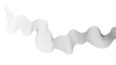 Beyaz zemin üzerinde gri dalga gradyan çizgileri olan soyut arkaplan. Modern teknoloji arka planı, dalga tasarımı. Vektör illüstrasyonu
