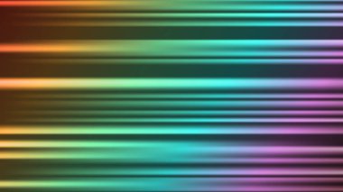 Renkli yatay ışınları olan soyut bir arkaplan. Lazer ışını ve aydınlatma efektleri karanlık arka planda. Neon çizgileri ile hızlı hareket parıltısı. Vektör illüstrasyonu