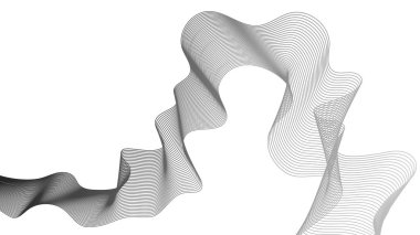 Beyaz zemin üzerinde gri dalga gradyan çizgileri olan soyut arkaplan. Modern teknoloji arka planı, dalga tasarımı. Vektör illüstrasyonu