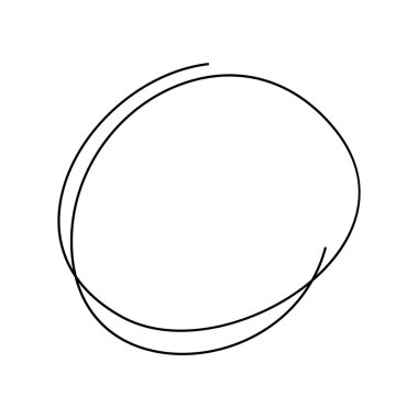 El çizimi karalama çemberi soyut, minimalist tarzda. Dağınık yuvarlak çizgi şekli modern grafik tasarım, markalaşma, sunumlar, sosyal medya iletileri ve yaratıcı çizimler için mükemmeldir. Vektör illüstrasyonu