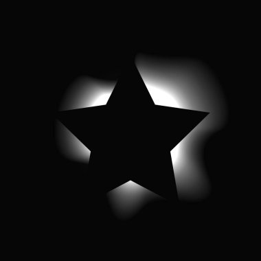 Yıldız çerçevesini gradyanla aydınlatır. Beyaz yıldız neon pankartı siyah arkaplanda izole edilmiş. Vektör illüstrasyonu