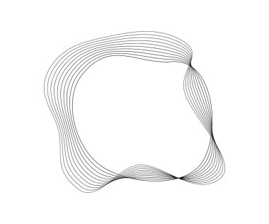 Dinamik dalgalı çizgili yuvarlak kıvrımlı ses dalgaları. Beyaz arka planda siyah dalgalı daireler. Tasarım elemanı. Vektör illüstrasyonu