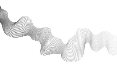 Beyaz zemin üzerinde gri dalga gradyan çizgileri olan soyut arkaplan. Modern teknoloji arka planı, dalga tasarımı. Vektör illüstrasyonu