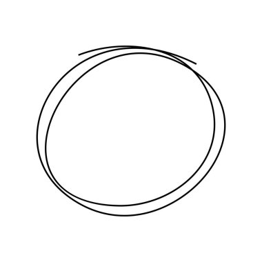 El çizimi karalama çemberi soyut, minimalist tarzda. Dağınık yuvarlak çizgi şekli modern grafik tasarım, markalaşma, sunumlar ve sosyal medya paylaşımları için mükemmeldir. Vektör illüstrasyonu
