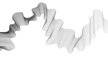 Beyaz zemin üzerinde gri dalga gradyan çizgileri olan soyut arkaplan. Modern teknoloji arka planı, dalga tasarımı. Vektör illüstrasyonu