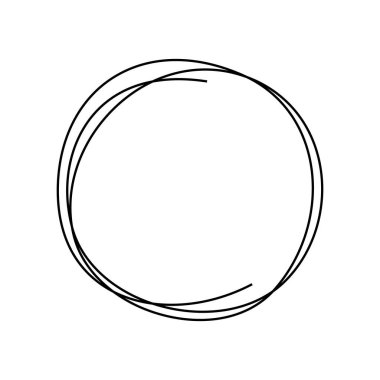 El çizimi karalama çemberi soyut, minimalist tarzda. Dağınık yuvarlak çizgi şekli modern grafik tasarım, markalaşma, sunumlar ve sosyal medya paylaşımları için mükemmeldir. Vektör illüstrasyonu