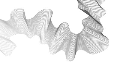 Beyaz zemin üzerinde gri dalga gradyan çizgileri olan soyut arkaplan. Modern teknoloji arka planı, dalga tasarımı. Vektör illüstrasyonu