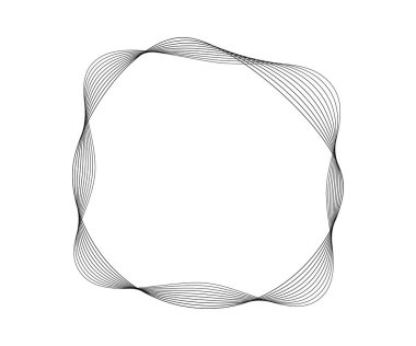 Dinamik dalgalı çizgili yuvarlak kıvrımlı ses dalgaları. Beyaz arka planda siyah dalgalı daireler. Tasarım elemanı. Vektör illüstrasyonu