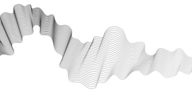 Beyaz zemin üzerinde gri dalga gradyan çizgileri olan soyut arkaplan. Modern teknoloji arka planı, dalga tasarımı. Vektör illüstrasyonu