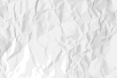 Beyaz, buruşuk kağıt arka plan. Posterler ve afişler için yatay olarak buruşmuş boş kağıt şablonu. Vektör illüstrasyonu