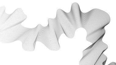 Beyaz zemin üzerinde gri dalga gradyan çizgileri olan soyut arkaplan. Modern teknoloji arka planı, dalga tasarımı. Vektör illüstrasyonu