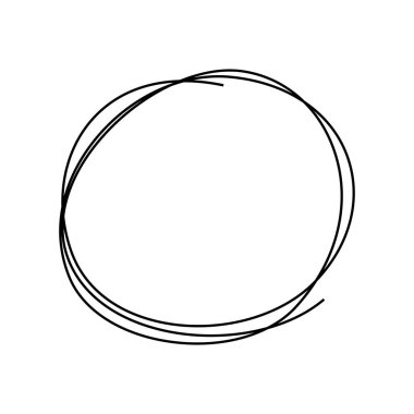 El çizimi karalama çemberi soyut, minimalist tarzda. Dağınık yuvarlak çizgi şekli modern grafik tasarım, markalaşma, sunumlar ve sosyal medya paylaşımları için mükemmeldir. Vektör illüstrasyonu