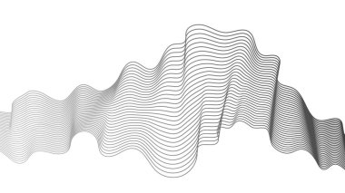Beyaz zemin üzerinde gri dalga gradyan çizgileri olan soyut arkaplan. Modern teknoloji arka planı, dalga tasarımı. Vektör illüstrasyonu