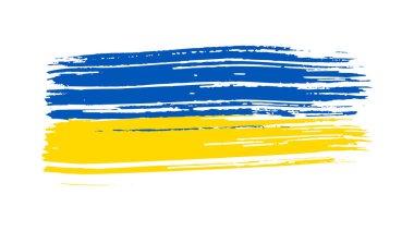 Grunge tarzında Ukrayna ulusal bayrağı. Ukrayna 'nın fırça darbesi bayrağıyla boyanmış. Vektör illüstrasyonu