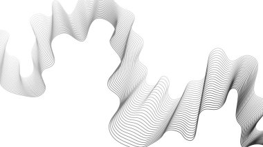 Beyaz zemin üzerinde gri dalga gradyan çizgileri olan soyut arkaplan. Modern teknoloji arka planı, dalga tasarımı. Vektör illüstrasyonu