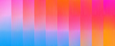 Renkli, buzlu, kaburgalı cam desenli arka plan. Bükülmüş cam yüzeydeki değişken yansımalar. Ilık, parlak bir yüzeye sahip ışıl ışıl bir ışık. Vektör İllüstrasyonu