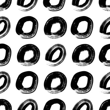 Kusursuz desenli, el çizimi, beyaz zemin üzerine çizilmiş karalama çemberleri. Soyut grunge dokusu. Vektör illüstrasyonu