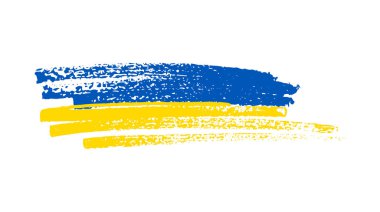 Grunge tarzında Ukrayna ulusal bayrağı. Ukrayna 'nın fırça darbesi bayrağıyla boyanmış. Vektör illüstrasyonu