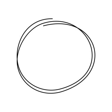 El çizimi karalama çemberi soyut, minimalist tarzda. Dağınık yuvarlak çizgi şekli modern grafik tasarım, markalaşma, sunumlar ve sosyal medya paylaşımları için mükemmeldir. Vektör illüstrasyonu