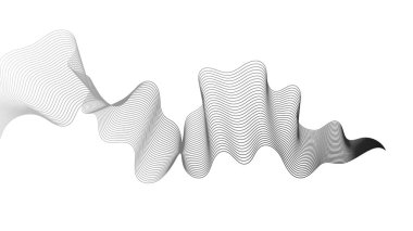 Beyaz zemin üzerinde gri dalga gradyan çizgileri olan soyut arkaplan. Modern teknoloji arka planı, dalga tasarımı. Vektör illüstrasyonu