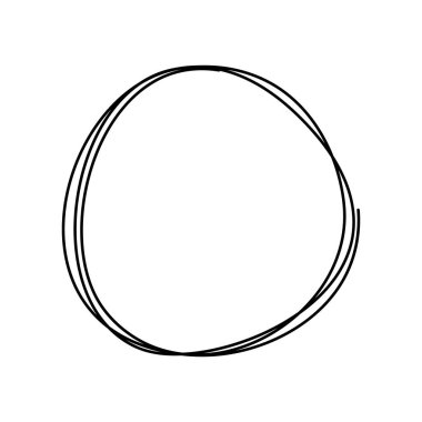 El çizimi karalama çemberi soyut, minimalist tarzda. Dağınık yuvarlak çizgi şekli modern grafik tasarım, markalaşma, sunumlar ve sosyal medya paylaşımları için mükemmeldir. Vektör illüstrasyonu