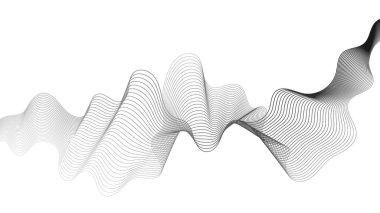 Beyaz zemin üzerinde gri dalga gradyan çizgileri olan soyut arkaplan. Modern teknoloji arka planı, dalga tasarımı. Vektör illüstrasyonu