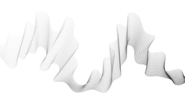 Beyaz zemin üzerinde gri dalga gradyan çizgileri olan soyut arkaplan. Modern teknoloji arka planı, dalga tasarımı. Vektör illüstrasyonu