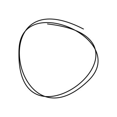 El çizimi karalama çemberi soyut, minimalist tarzda. Dağınık yuvarlak çizgi şekli modern grafik tasarım, markalaşma, sunumlar ve sosyal medya paylaşımları için mükemmeldir. Vektör illüstrasyonu
