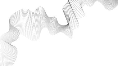 Beyaz zemin üzerinde gri dalga gradyan çizgileri olan soyut arkaplan. Modern teknoloji arka planı, dalga tasarımı. Vektör illüstrasyonu