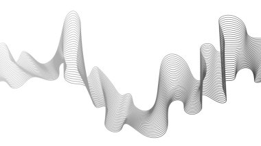 Beyaz zemin üzerinde gri dalga gradyan çizgileri olan soyut arkaplan. Modern teknoloji arka planı, dalga tasarımı. Vektör illüstrasyonu