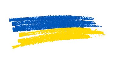 Grunge tarzında Ukrayna ulusal bayrağı. Ukrayna 'nın fırça darbesi bayrağıyla boyanmış. Vektör illüstrasyonu