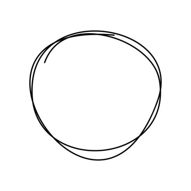 El çizimi karalama çemberi soyut, minimalist tarzda. Dağınık yuvarlak çizgi şekli modern grafik tasarım, markalaşma, sunumlar ve sosyal medya paylaşımları için mükemmeldir. Vektör illüstrasyonu