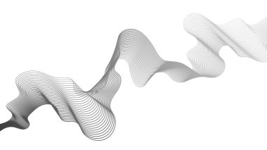 Beyaz zemin üzerinde gri dalga gradyan çizgileri olan soyut arkaplan. Modern teknoloji arka planı, dalga tasarımı. Vektör illüstrasyonu
