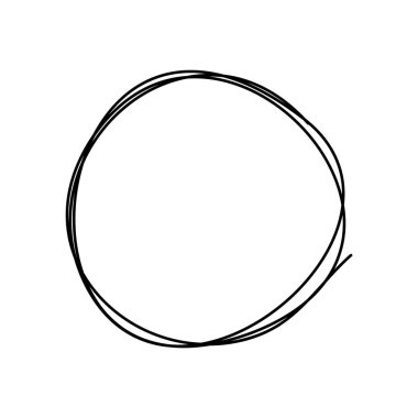 El çizimi karalama çemberi soyut, minimalist tarzda. Dağınık yuvarlak çizgi şekli modern grafik tasarım, markalaşma, sunumlar ve sosyal medya paylaşımları için mükemmeldir. Vektör illüstrasyonu