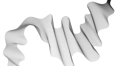 Beyaz zemin üzerinde gri dalga gradyan çizgileri olan soyut arkaplan. Modern teknoloji arka planı, dalga tasarımı. Vektör illüstrasyonu