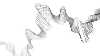 Beyaz zemin üzerinde gri dalga gradyan çizgileri olan soyut arkaplan. Modern teknoloji arka planı, dalga tasarımı. Vektör illüstrasyonu