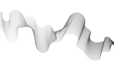 Beyaz zemin üzerinde gri dalga gradyan çizgileri olan soyut arkaplan. Modern teknoloji arka planı, dalga tasarımı. Vektör illüstrasyonu