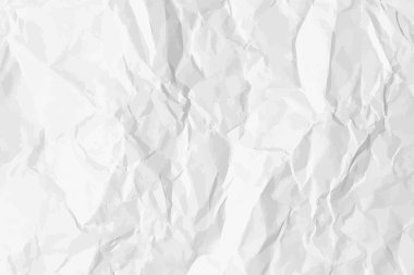 Beyaz, buruşuk kağıt arka plan. Posterler ve afişler için yatay olarak buruşmuş boş kağıt şablonu. Vektör illüstrasyonu